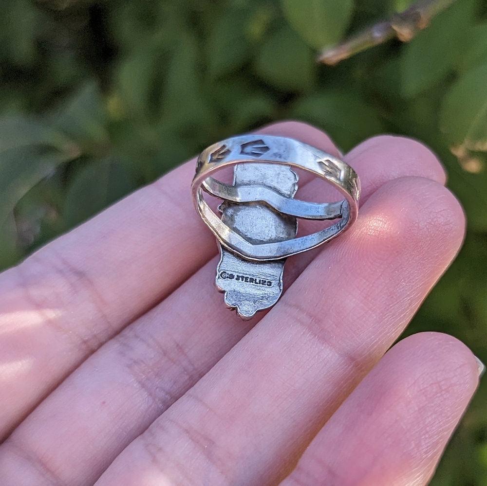 Vintage sterling silver 925 blue oval turquoise Native American tribal ring - Picture 5 of 5
